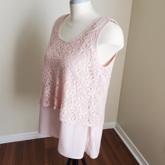 Suzanne Grae Cream Lace Sleeveless Top Blouse Size 12 - Picture 2 of 7